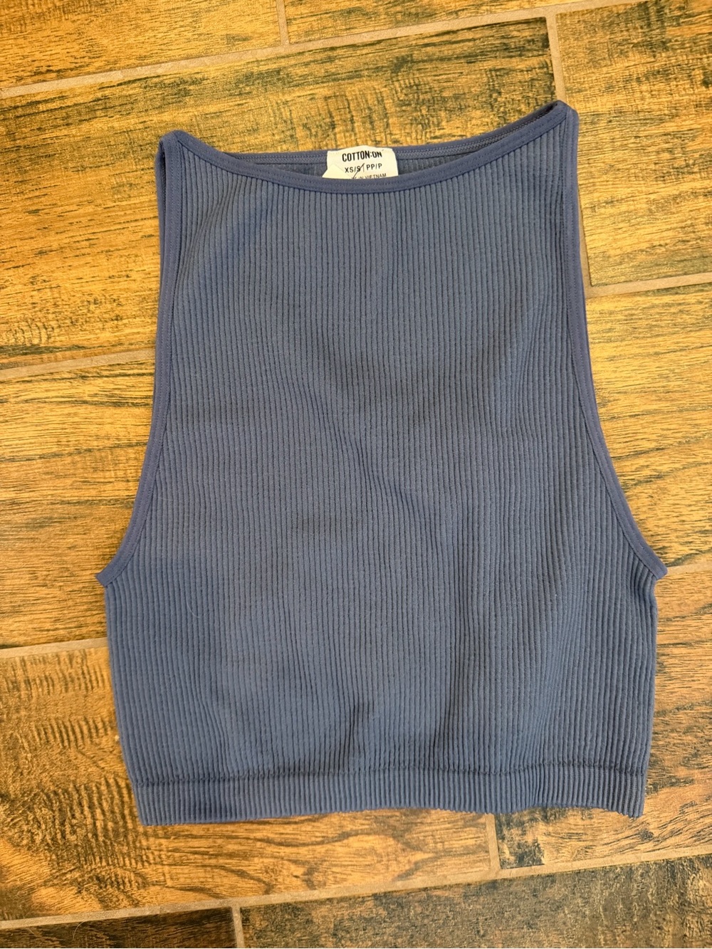 Cotton On Crop Ribbed Tank Top - Blue NWT